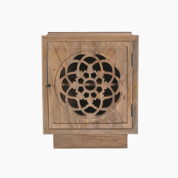 Furniturebox Uk Wharton 1 Door Square Walnut Wood Decorative Side Table - thumbnail 3