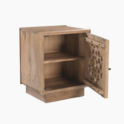 Furniturebox Uk Wharton 1 Door Square Walnut Wood Decorative Side Table - thumbnail 4