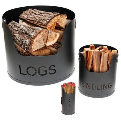 Valiant Fireside Storage Set Includes Log Holder, Kindling Storage And Match Tidy - image 1