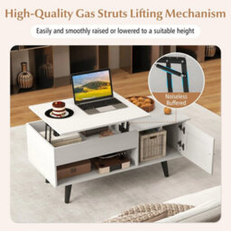 Lift Top Coffee Table Flip Top Center Table With Hidden Compartment White - thumbnail 5