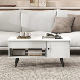Lift Top Coffee Table Flip Top Center Table With Hidden Compartment White - thumbnail 4