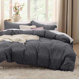 Bedlooms Grey Cotton Duvet Cover Set, Breathable & Anti-Allergic Bedding Pack, Single 135X200Cm - thumbnail 6