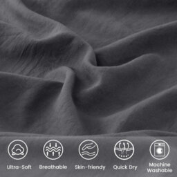 Bedlooms Grey Cotton Duvet Cover Set, Breathable & Anti-Allergic Bedding Pack, Single 135X200Cm - thumbnail 4