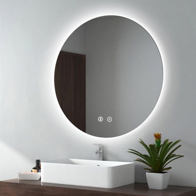 Emke 800mm Round Bathroom Led Mirror With Bluetooth Illuminated Backlit Wall Mounted With Demister And Dimming - image 1