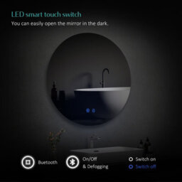 Emke 800mm Round Bathroom Led Mirror With Bluetooth Illuminated Backlit Wall Mounted With Demister And Dimming - thumbnail 4