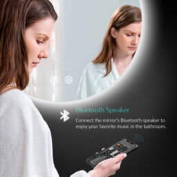Emke 800mm Round Bathroom Led Mirror With Bluetooth Illuminated Backlit Wall Mounted With Demister And Dimming - thumbnail 3