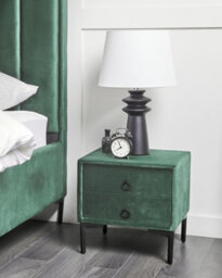Beliani 2 Drawer Bedside Table Sezanne Velvet Dark Green - thumbnail 2