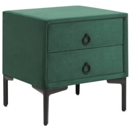 Beliani 2 Drawer Bedside Table Sezanne Velvet Dark Green