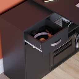 Lassic Vida Designs Longton Black Adjustable L-Shaped Computer Desk With Shelves, Drawer And Door - thumbnail 5
