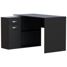 Lassic Vida Designs Longton Black Adjustable L-Shaped Computer Desk With Shelves, Drawer And Door - thumbnail 9