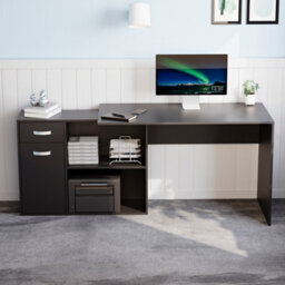 Lassic Vida Designs Longton Black Adjustable L-Shaped Computer Desk With Shelves, Drawer And Door - thumbnail 8