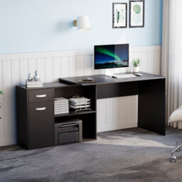 Lassic Vida Designs Longton Black Adjustable L-Shaped Computer Desk With Shelves, Drawer And Door - thumbnail 7