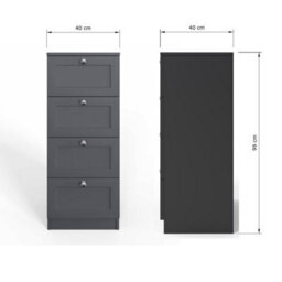 Fwstyle Artus Grey Panelled 4 Drawer Chest Of Drawers (H) 99Cm (W) 40Cm (D) 40Cm Extra Deep Drawers - thumbnail 5