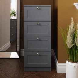 Fwstyle Artus Grey Panelled 4 Drawer Chest Of Drawers (H) 99Cm (W) 40Cm (D) 40Cm Extra Deep Drawers - thumbnail 1