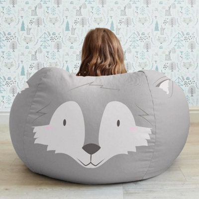 rucomfy Beanbags Rucomfy Printed Indoor Wolf Animal Kids Medium Beanbag - image 1
