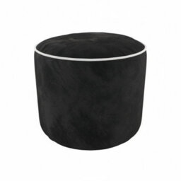 Luxury Velvet Round Bean Bag Ottoman Soft Plush Velvet Stool Pouffe Black - thumbnail 2