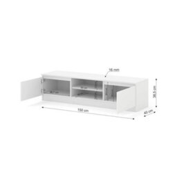 Arte Maja 150Cm Tv Cabinet - White, Bright Media Unit With Tidy Cable Management - thumbnail 4