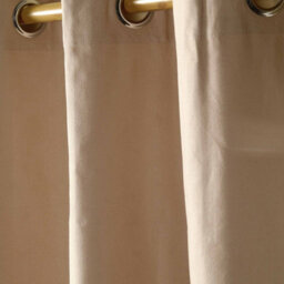 Homescapes Plain Off Beige Cotton Eyelet Curtains 117 X 137 Cm - thumbnail 3