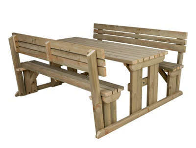 Arbor Garden Solutions Alders Wooden Picnic Bench And Table Set, Outdoor Dining Set With Backrest (5Ft, Natural Finish) - image 1