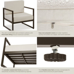 Tectake Garden Chair Comosa -  Xxl Padding, Water-Repellent Covers, Steel Frame - Brown/beige - Per Piece - thumbnail 5