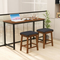 Gainoom Set Of 2 Bar Stools Pu Leather Padded Backless Counter Height Chair-Brown - thumbnail 4
