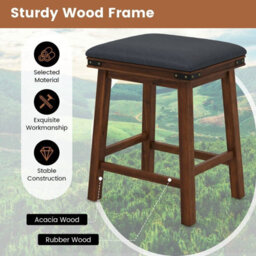 Gainoom Set Of 2 Bar Stools Pu Leather Padded Backless Counter Height Chair-Brown - thumbnail 6
