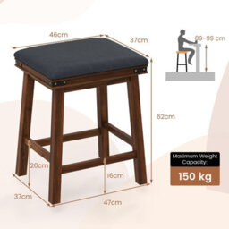 Gainoom Set Of 2 Bar Stools Pu Leather Padded Backless Counter Height Chair-Brown - thumbnail 2