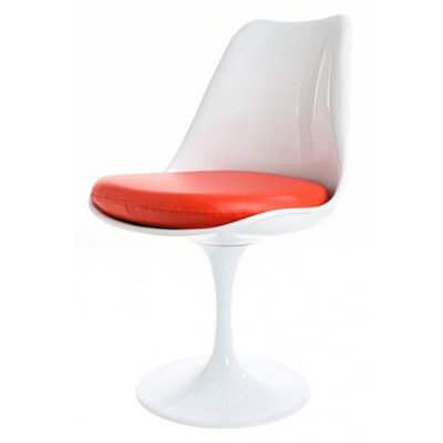 Fusion Living White Tulip Dining Chair With Red Pu Cushion - image 1
