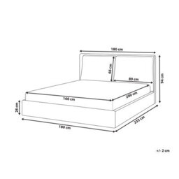 Beliani Bed Fabric Bajonna 160 X 200 Cm (Eu King Size) Light Grey - thumbnail 3