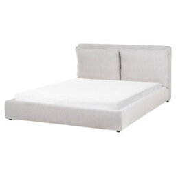 Beliani Bed Fabric Bajonna 160 X 200 Cm (Eu King Size) Light Grey - thumbnail 1