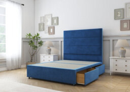 "Comfort Rosa Navy Plush Divan Bed Base 2 Drawers Foot-End - 26"" Strutted  4'6 Double" - thumbnail 5