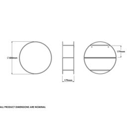 Croydex Matt Black Mirror Effect Steel Circular Wall-Mounted Bathroom Shelving (D)17.9Cm (H)50Cm (L)50Cm - thumbnail 4