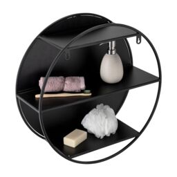 Croydex Matt Black Mirror Effect Steel Circular Wall-Mounted Bathroom Shelving (D)17.9Cm (H)50Cm (L)50Cm - thumbnail 3