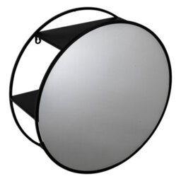 Croydex Matt Black Mirror Effect Steel Circular Wall-Mounted Bathroom Shelving (D)17.9Cm (H)50Cm (L)50Cm