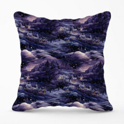 Warren Reed Designer Snowy Christmas Village On A Starry Night Cushions 60Cm X 60Cm - thumbnail 1