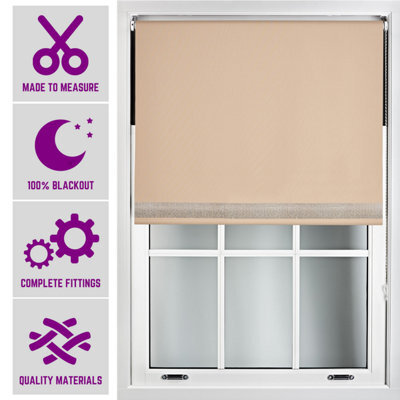 Furnished Diamante Edge Blackout Roller Blinds Made To Measure - Cappuccino (W)60Cm X (L)210Cm - image 1