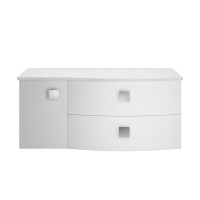 Hudson Reed Sarenna Wall Hung Rh 2 Drawer 1 Door Vanity Unit & White Marble Top, Moon White, 1012 X 504 X 446mm - image 1