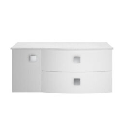 Hudson Reed Sarenna Wall Hung Rh 2 Drawer 1 Door Vanity Unit & White Marble Top, Moon White, 1012 X 504 X 446mm - thumbnail 1