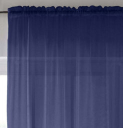 "Enhanced Living Sheer Navy Plain Woven Voile Slot Top Curtain Panel Pair (57X54"") 145X137Cm" - thumbnail 2