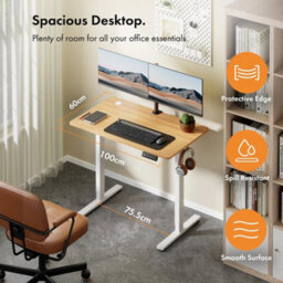 Maple 100X60Cm Electric Standing Desk For Home Office With Adjustable Height - thumbnail 2
