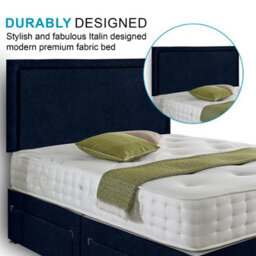 Dining Tables Seoul Matching Headboard Divan Set, 2 Drawer On Same Side With Sprung 1500 Comfort Mattress - Chenille Indigo - King - thumbnail 3