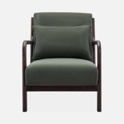 Sweeek - Scandi-Style Armchair In Fine Corduroy And Hevea Wood Lorens Corduroy Green 65X80X79 Cm - thumbnail 2