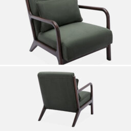 Sweeek - Scandi-Style Armchair In Fine Corduroy And Hevea Wood Lorens Corduroy Green 65X80X79 Cm - thumbnail 3