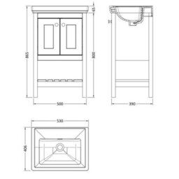 Dezine Colorado 500mm Fern Green 0 Tap Hole Floorstanding Vanity Unit - thumbnail 3