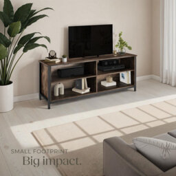 Tectake Tv Stand Navan - 4 Open Compartments, 2 Adjustable Shelves, 4 Cable Cutouts 147 Cm - Industrial Wood Dark, Rustic - thumbnail 8