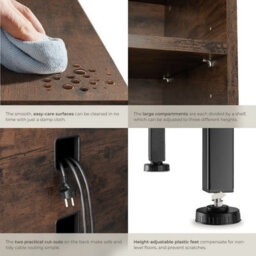 Tectake Tv Stand Navan - 4 Open Compartments, 2 Adjustable Shelves, 4 Cable Cutouts 147 Cm - Industrial Wood Dark, Rustic - thumbnail 5