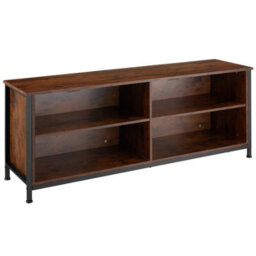Tectake Tv Stand Navan - 4 Open Compartments, 2 Adjustable Shelves, 4 Cable Cutouts 147 Cm - Industrial Wood Dark, Rustic - thumbnail 1