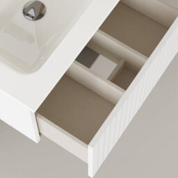 Banyetti Linea Matt White Ribbed Wall Hung Vanity Unit 600mm X 460mm - thumbnail 4