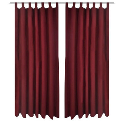 Berkfield 2 Pcs Bordeaux Micro-Satin Curtains With Loops 140 X 225 Cm - image 1