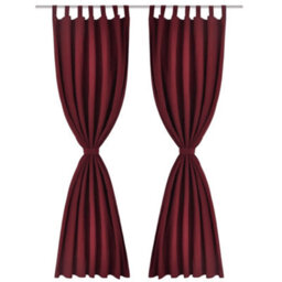 Berkfield 2 Pcs Bordeaux Micro-Satin Curtains With Loops 140 X 225 Cm - thumbnail 2
